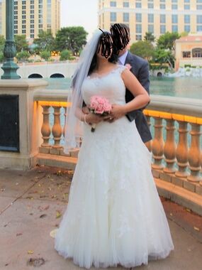 Ivory Lace A-Line Wedding Dress with Veil